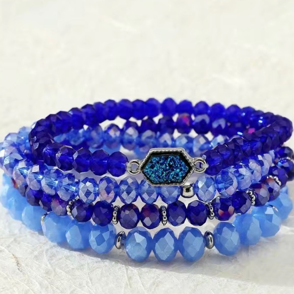 Crystal Resin Cluster Bracelet 4pcs Set(9 colors) - Picture 9 of 9